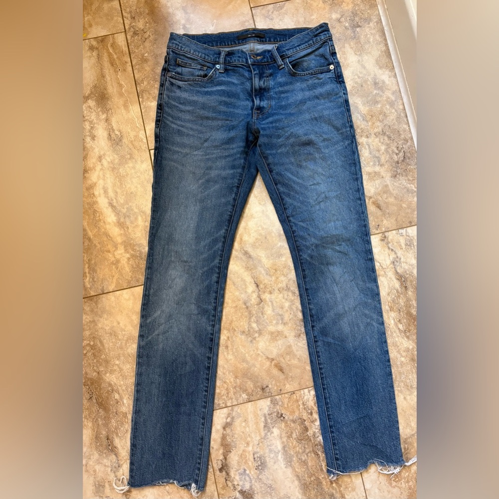 Men’s Vince Jeans Slim Blue Wash Denim Raw Hem Size 29